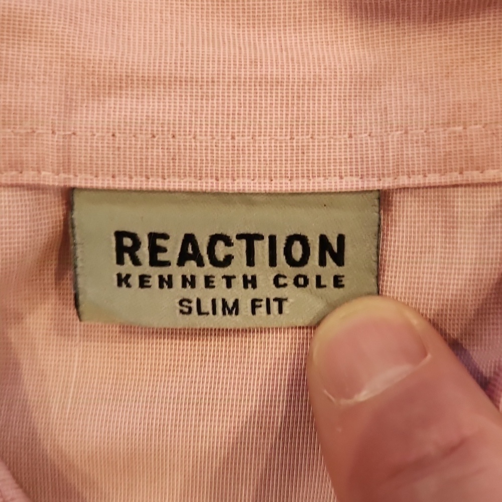3/$20 Kenneth Cole Reaction Pink Button-Up Dress Shirt - Picture 6 of 11